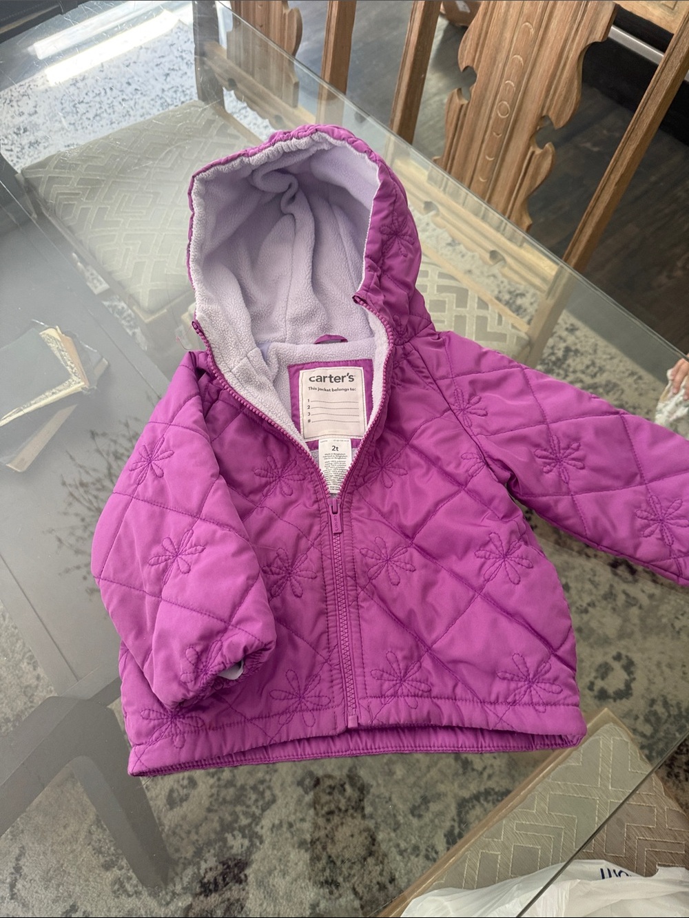 Carter's Quilted Hooded Puffer Jacket - Bright Purple
